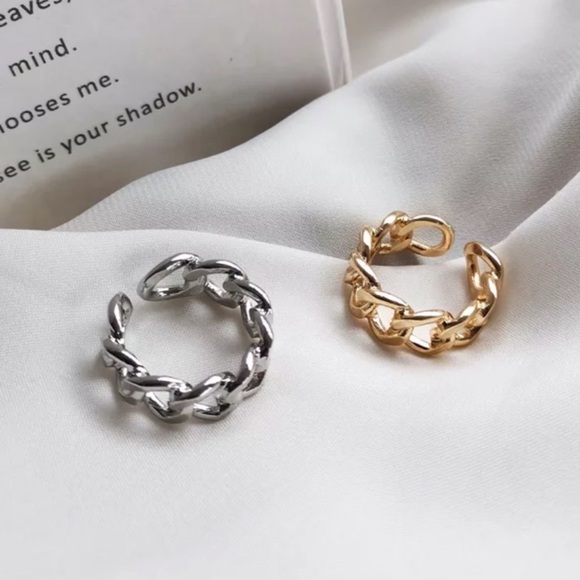 💎NEW 18k Gold 925 Sterling Silver Chunky Chain Ring - Picture 5 of 11